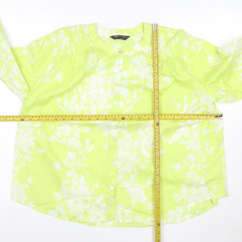 Marks and Spencer Women's Green Floral Long Sleeve Blouse Size 14