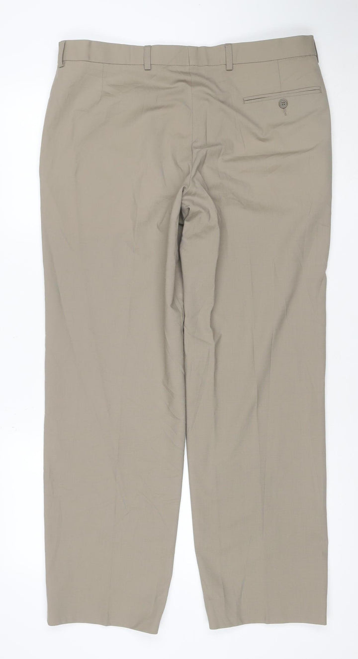 Marks and Spencer Men's Beige Wool Blend Dress Pants 34W 31L