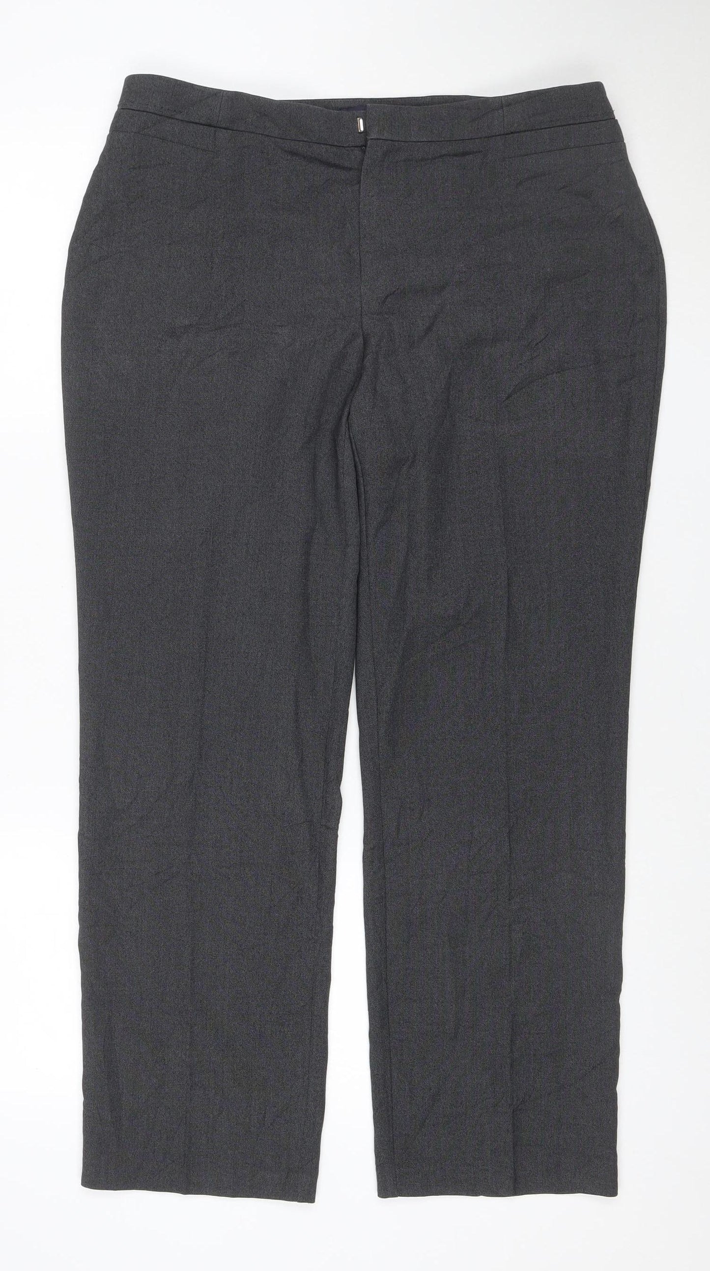 Marks and Spencer Women Grey Size 14 Short Straight Leg Trousers