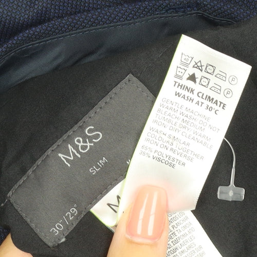 Marks and Spencer Men's Blue Slim Fit Trousers 30/29 Formal Workwear
