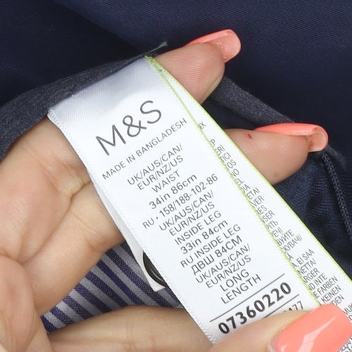 Marks and Spencer Men's Blue 34x33 Regular Fit Chino Trousers