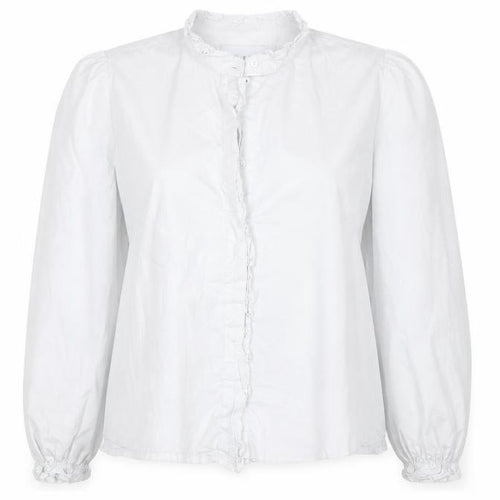 Liberté Essentiel Women’s White Ruffle Cotton Blouse L