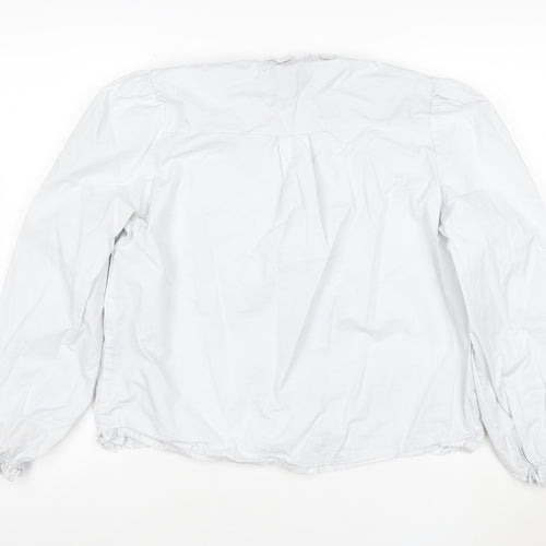 Liberté Essentiel Women’s White Ruffle Cotton Blouse L