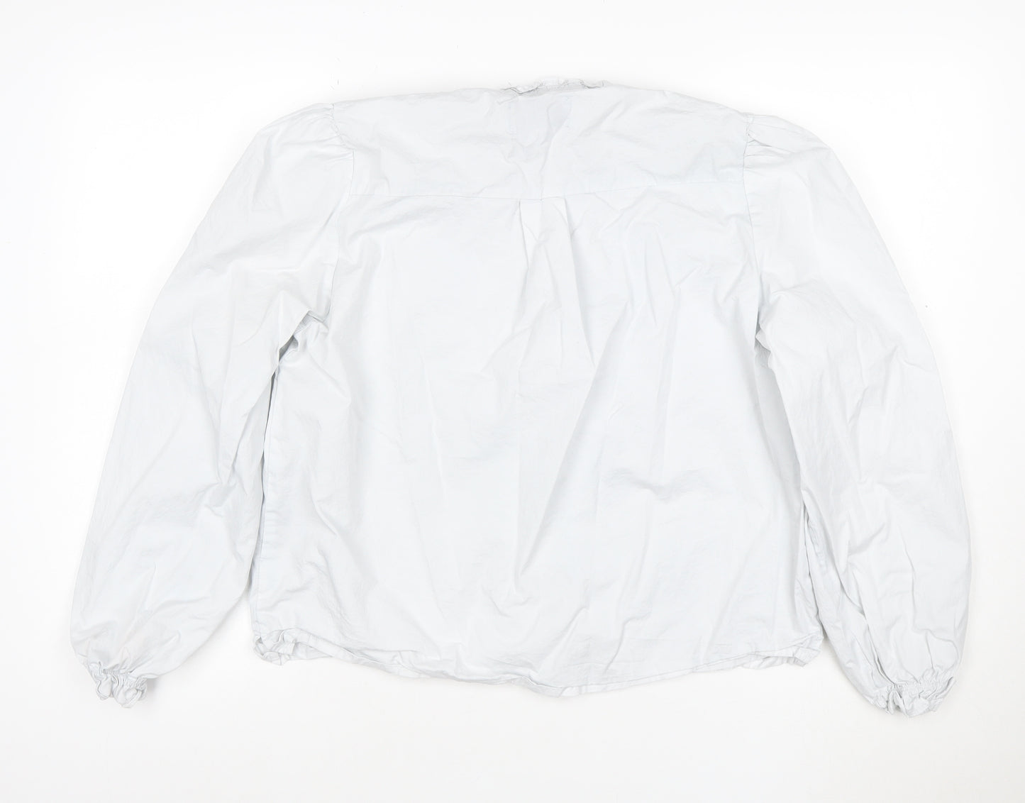Liberté Essentiel Women’s White Ruffle Cotton Blouse L