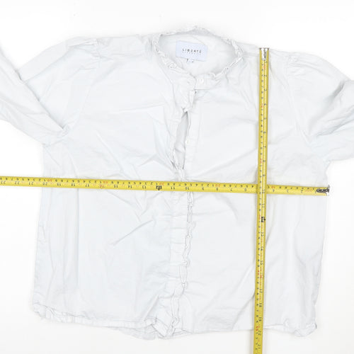 Liberté Essentiel Women’s White Ruffle Cotton Blouse L