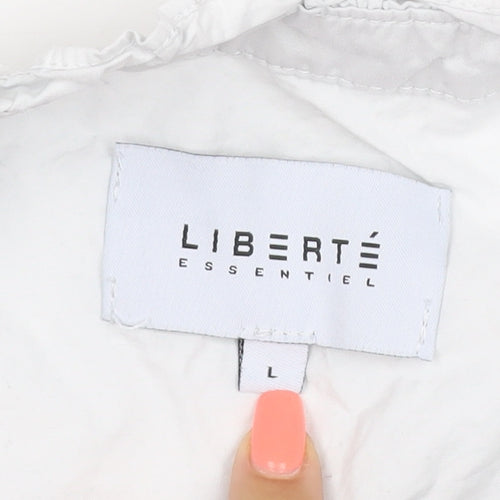 Liberté Essentiel Women’s White Ruffle Cotton Blouse L