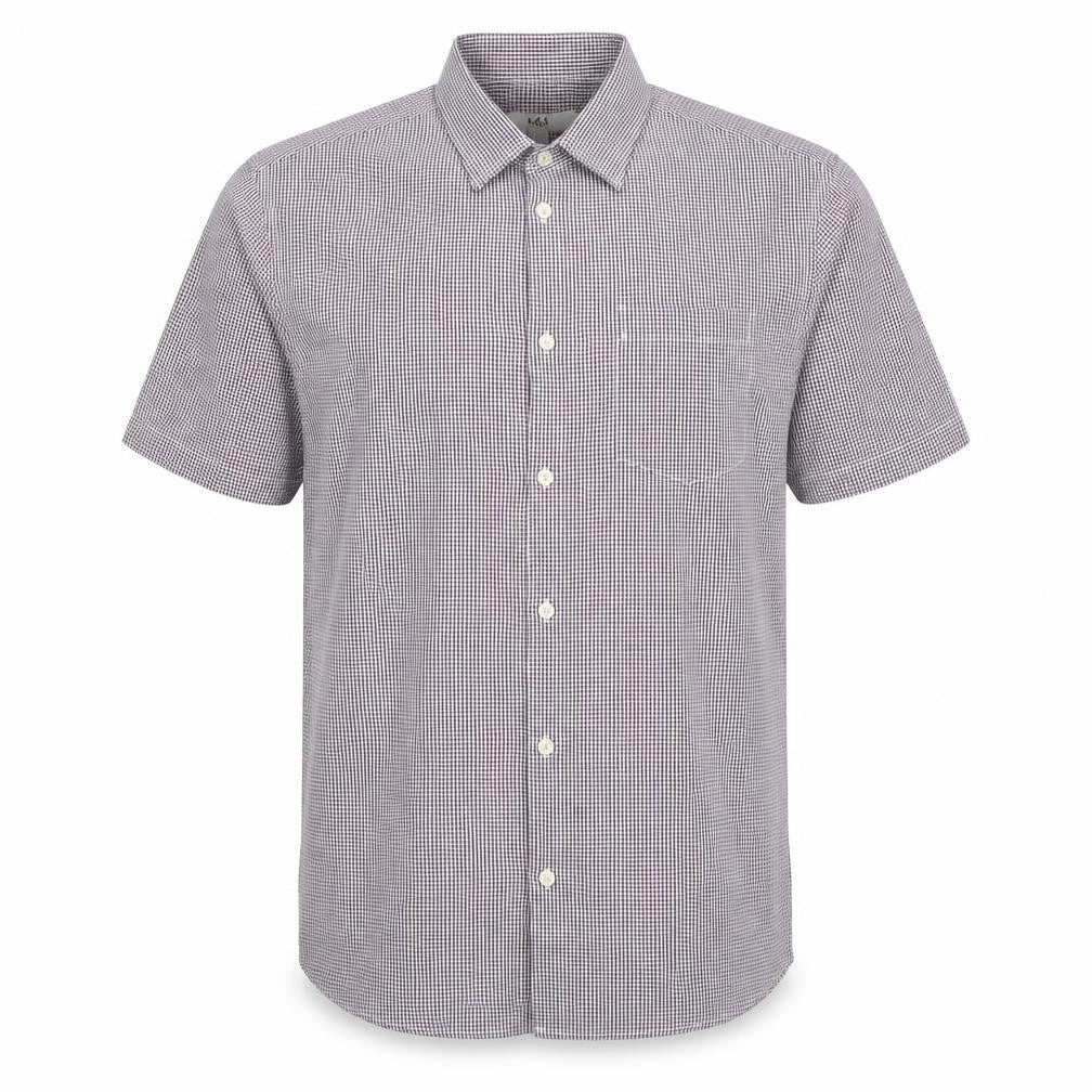 Marks and Spencer Men Purple Check Short Sleeve Collared T-Shirt L