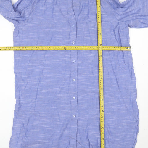 Marks and Spencer Women's Blue Cotton Long Sleeve Shirt Dress Size 14