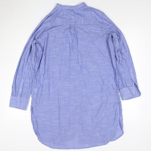 Marks and Spencer Women's Blue Cotton Long Sleeve Shirt Dress Size 14