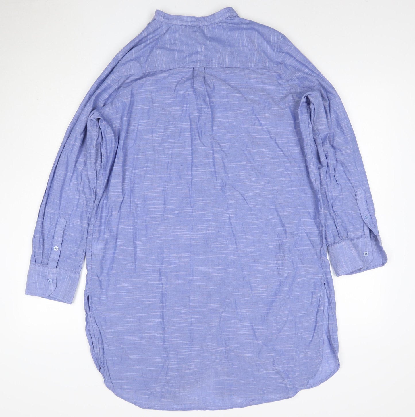 Marks and Spencer Women's Blue Cotton Long Sleeve Shirt Dress Size 14