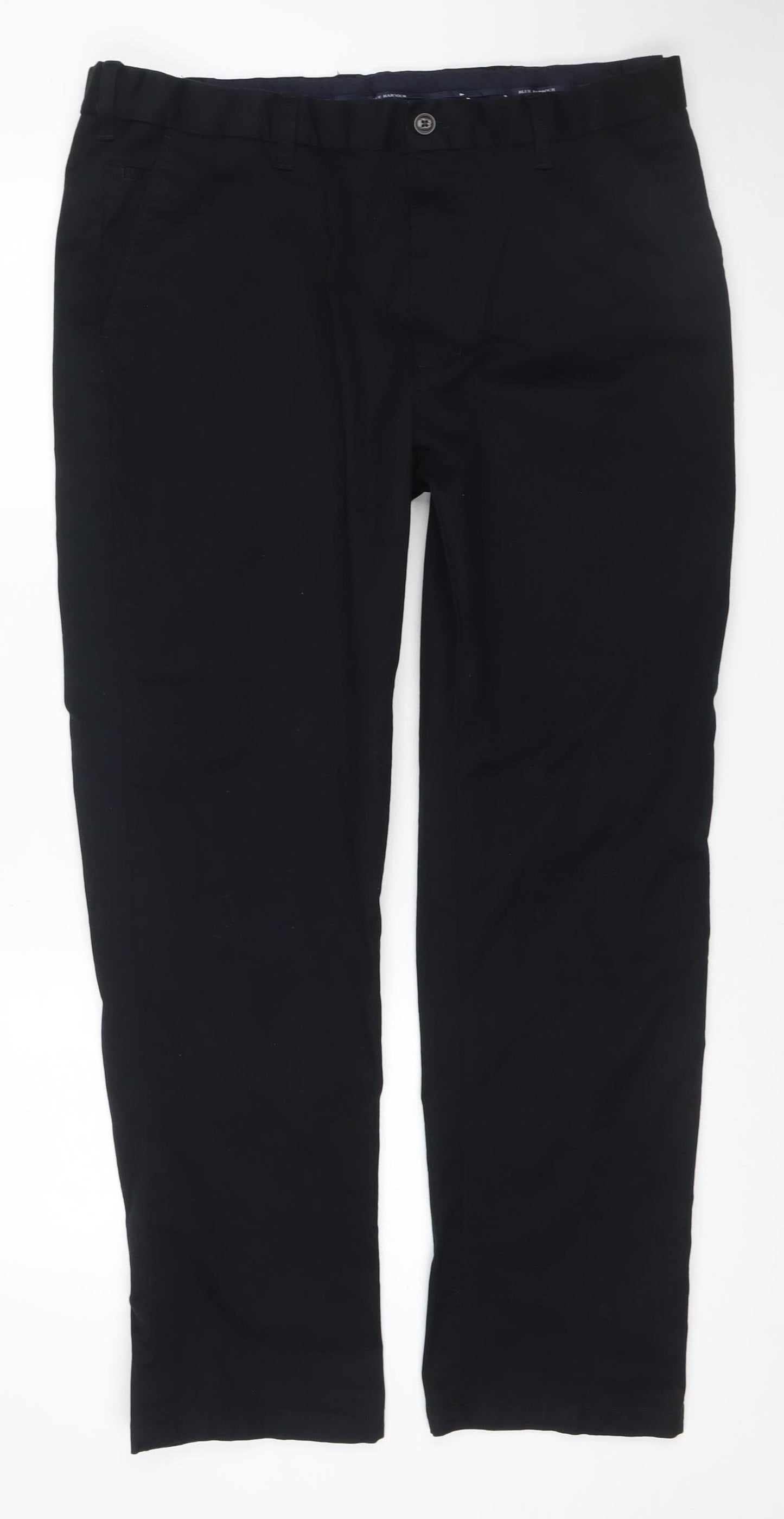 Marks and Spencer Women Black Regular Fit Cotton Blend Trousers 38/31