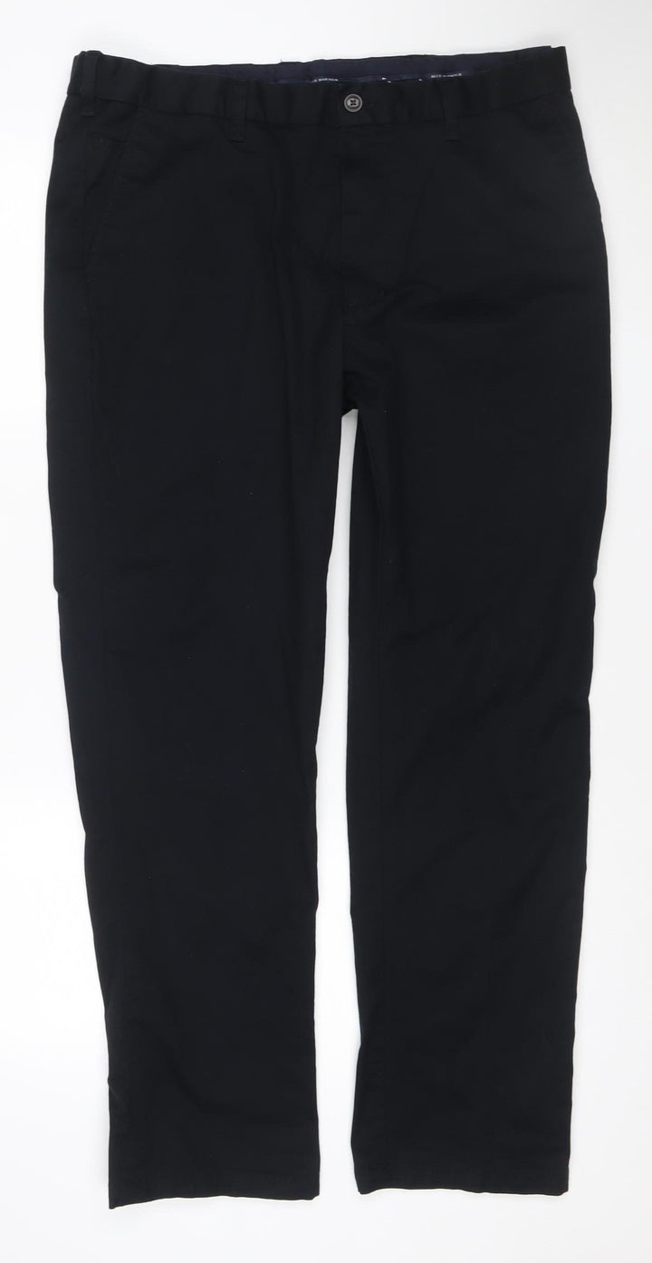 Marks and Spencer Women Black Regular Fit Cotton Blend Trousers 38/31