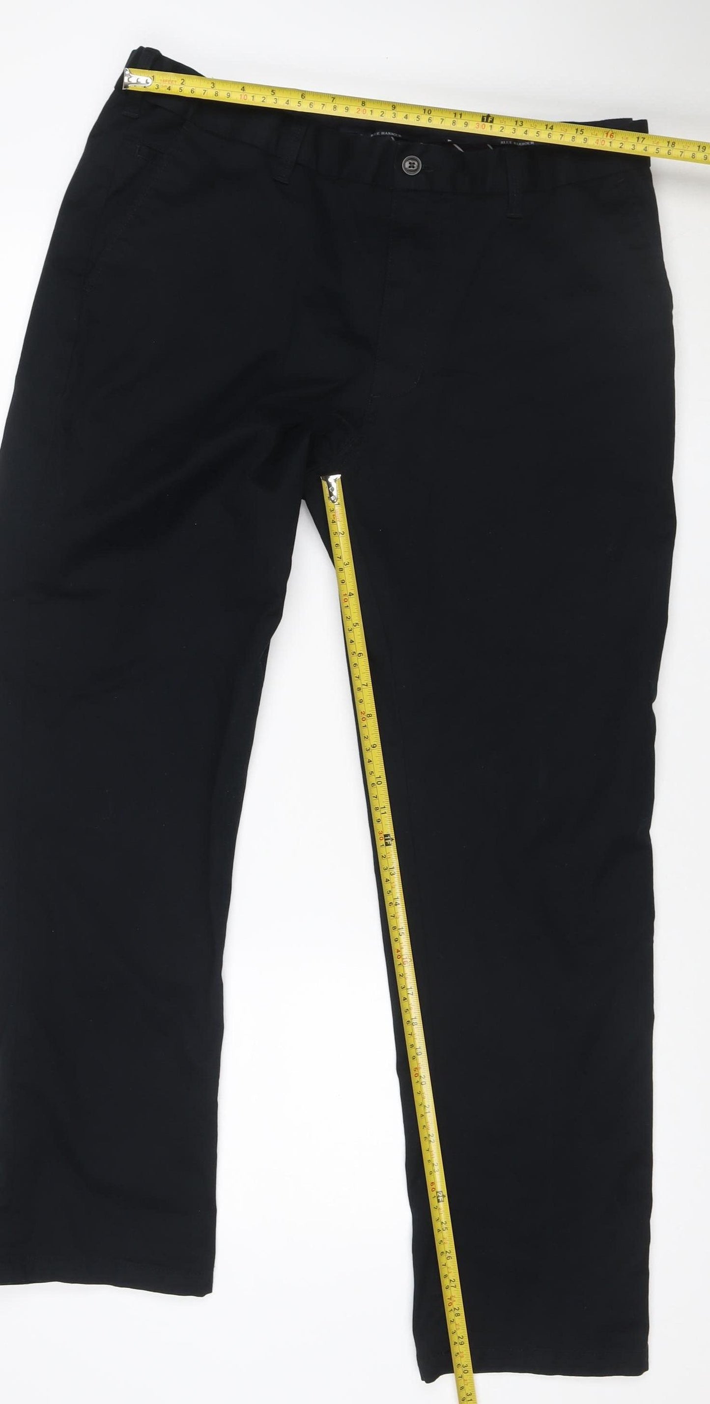 Marks and Spencer Women Black Regular Fit Cotton Blend Trousers 38/31