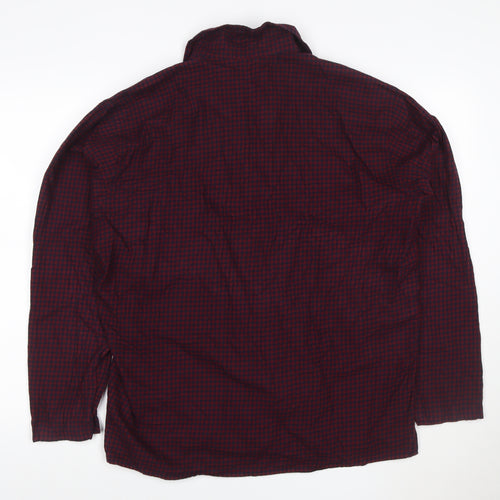 Uniqlo Men's Red Check Cotton Button-Up Shirt XL