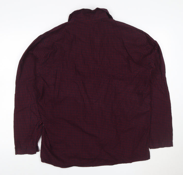 Uniqlo Men's Red Check Cotton Button-Up Shirt XL