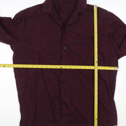 Uniqlo Men's Red Check Cotton Button-Up Shirt XL