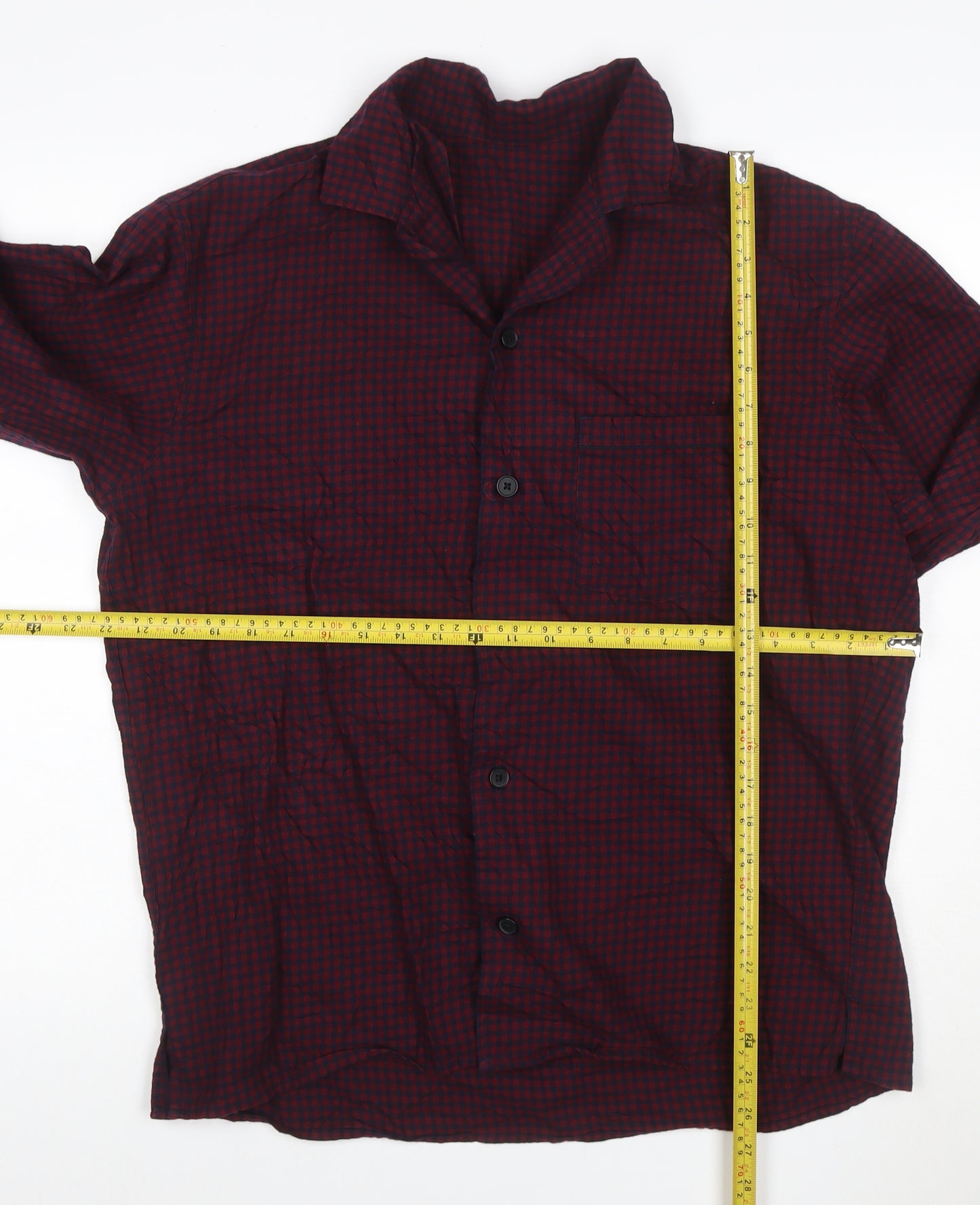 Uniqlo Men's Red Check Cotton Button-Up Shirt XL