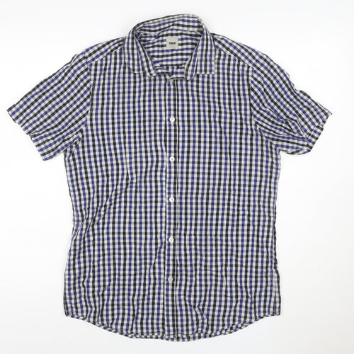 ASOS Men's Blue Check Short Sleeve Button-Up Shirt Size M