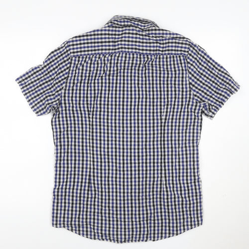 ASOS Men's Blue Check Short Sleeve Button-Up Shirt Size M