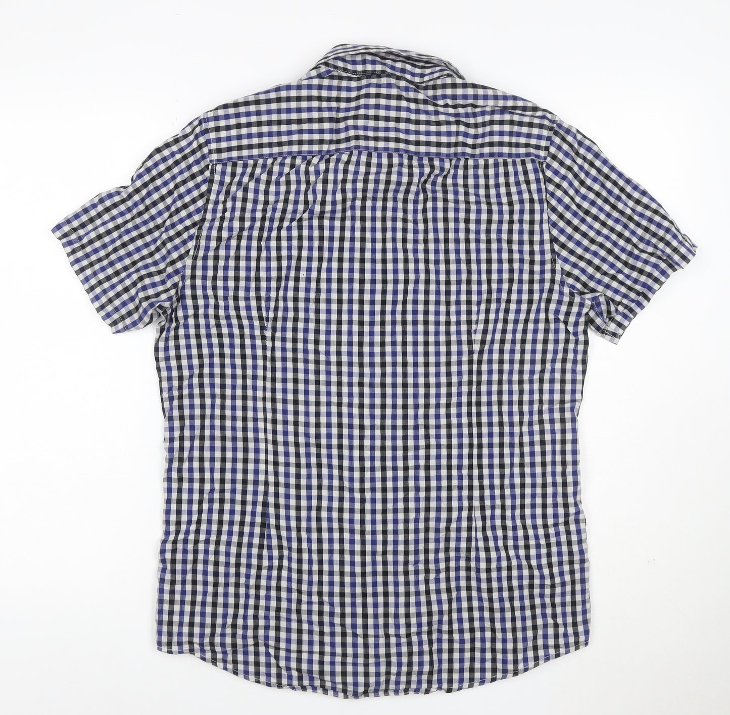 ASOS Men's Blue Check Short Sleeve Button-Up Shirt Size M