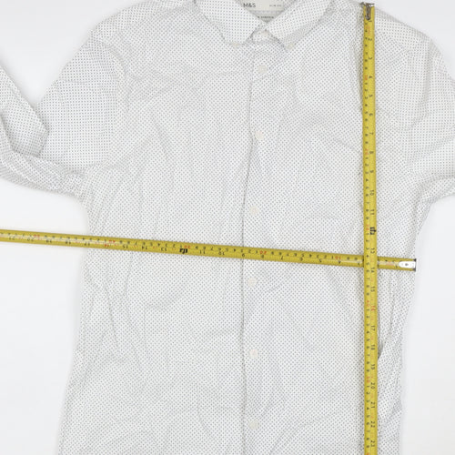 Marks and Spencer Men's White Slim Fit Stretch Cotton Long Sleeve Shirt M