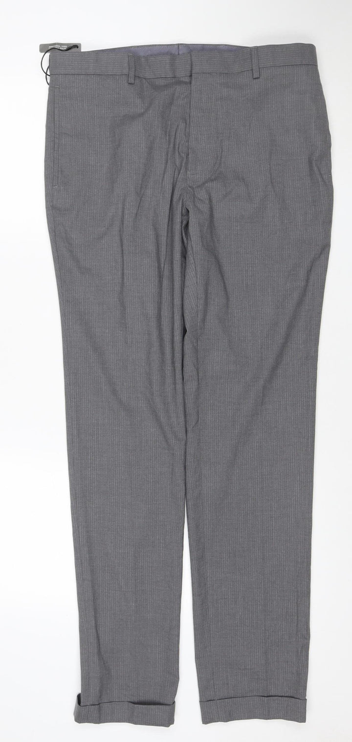Marks and Spencer Men's Grey Slim Fit Dress Trousers 34W