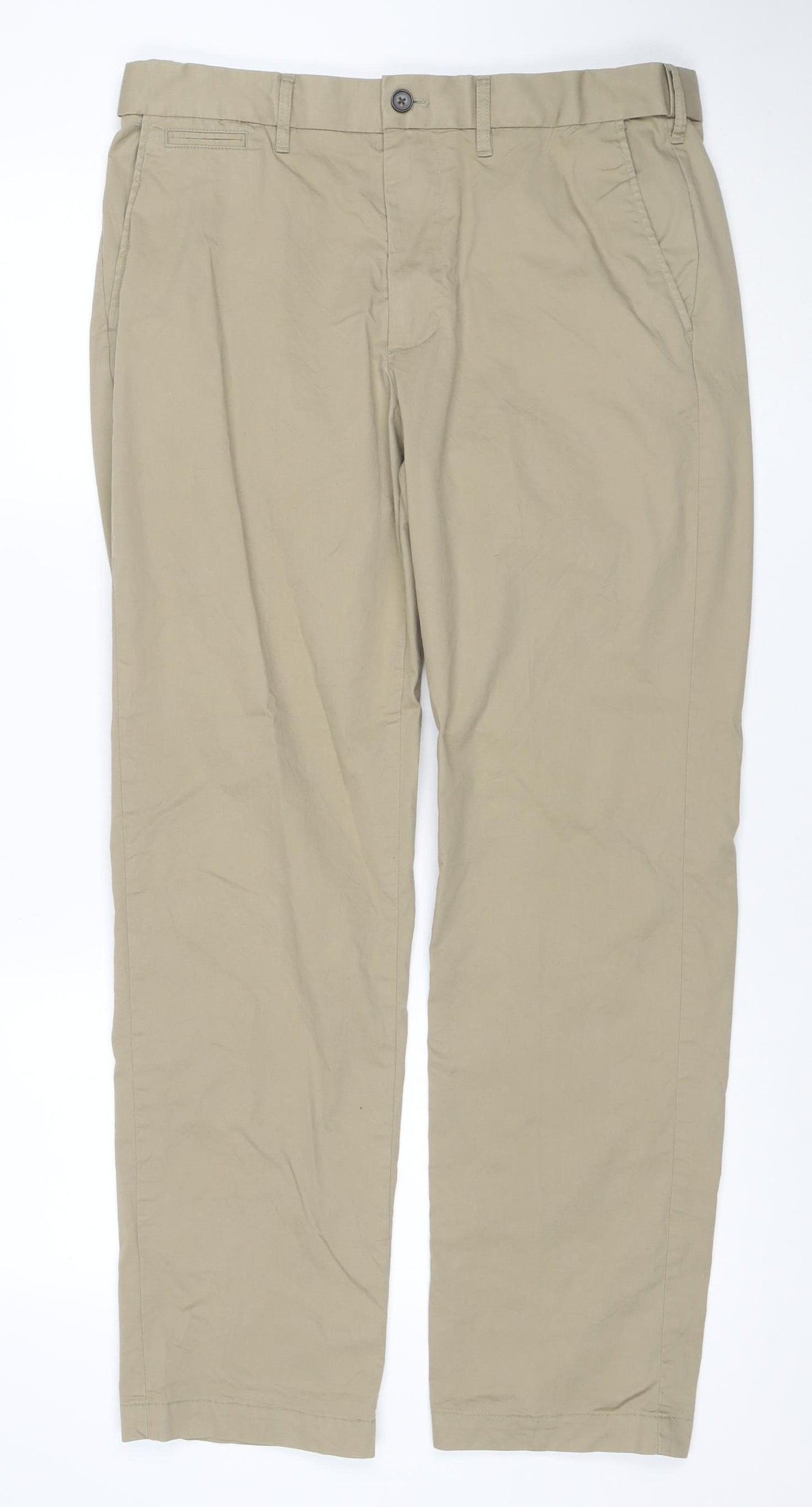 Marks and Spencer Men’s Beige Regular Fit Chino Trousers 34in Waist