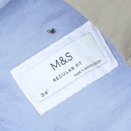 Marks and Spencer Men’s Beige Regular Fit Chino Trousers 34in Waist