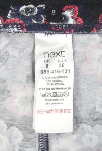 Next Women’s Blue Floral Viscose Stretch Slim Leggings Size 8