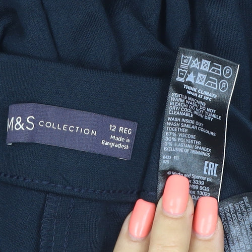 Marks and Spencer Womens Black Size 12 Regular Viscose Blend Leggings