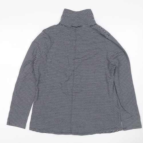 White Stuff Women’s Blue Striped Roll Neck Long Sleeve Cotton Top Size 16