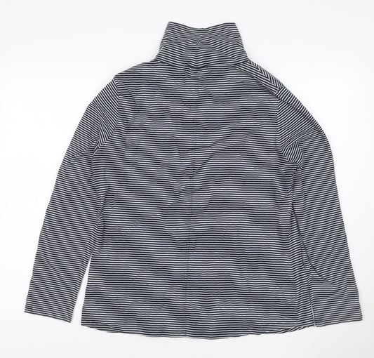 White Stuff Women’s Blue Striped Roll Neck Long Sleeve Cotton Top Size 16