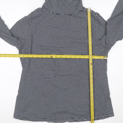 White Stuff Women’s Blue Striped Roll Neck Long Sleeve Cotton Top Size 16