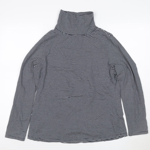 White Stuff Women’s Blue Striped Roll Neck Long Sleeve Cotton Top Size 16