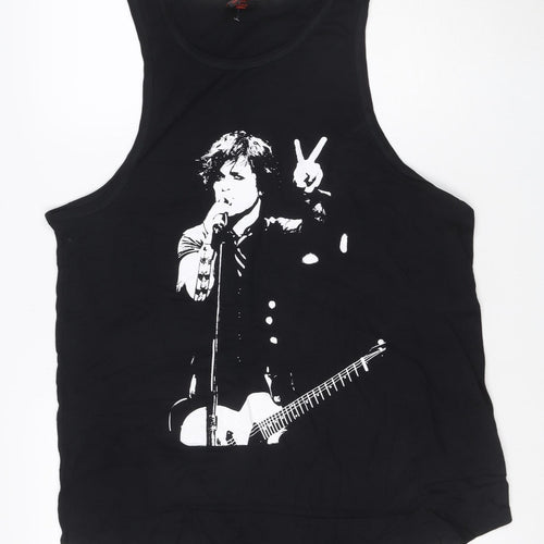 Apparel Noir Womens Black Tank Top Size 18 Music Graphic Cotton