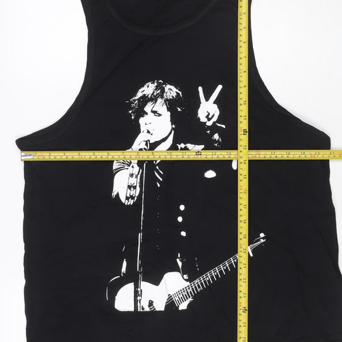 Apparel Noir Womens Black Tank Top Size 18 Music Graphic Cotton