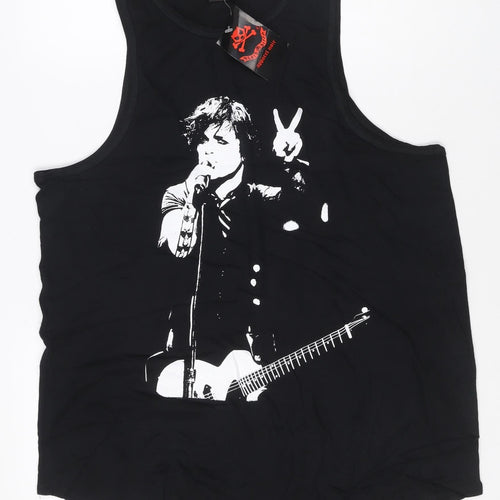 Apparel Noir Womens Black Size 18 Cotton Rock Graphic Tank Top