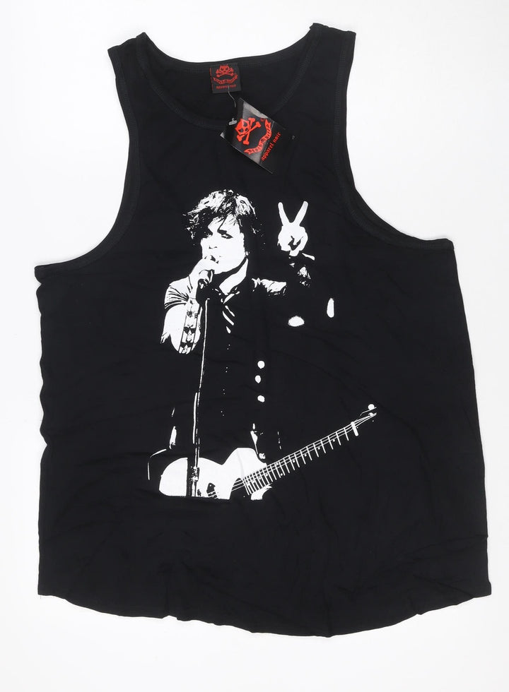 Apparel Noir Womens Black Size 18 Cotton Rock Graphic Tank Top