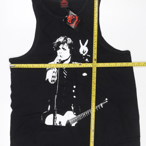 Apparel Noir Womens Black Size 18 Cotton Rock Graphic Tank Top