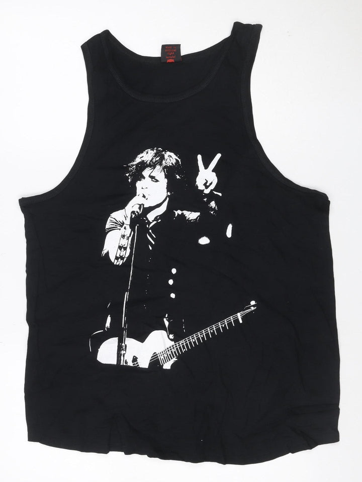 Apparel Noir Women's Black Size 18 Scoop Neck Graphic Music Tank Top