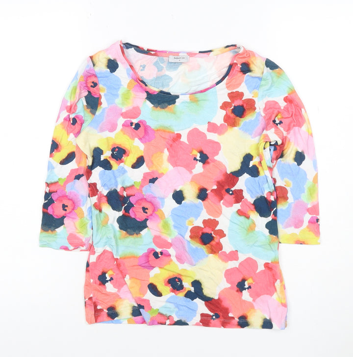 Bella di Notte Women's Multicoloured Floral 3/4 Sleeve Scoop Neck T-Shirt Size 8