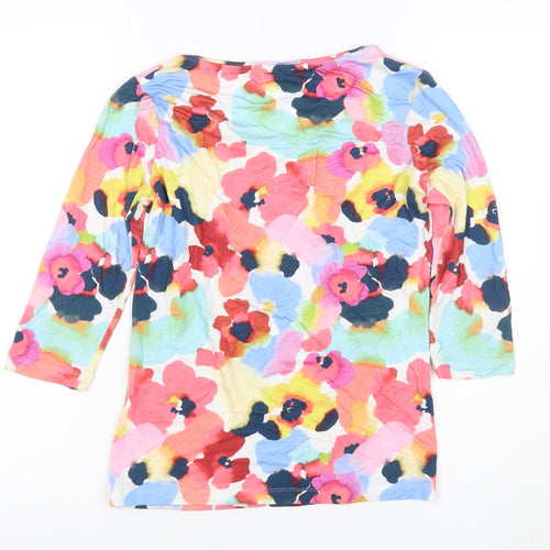 Bella di Notte Women's Multicoloured Floral 3/4 Sleeve Scoop Neck T-Shirt Size 8