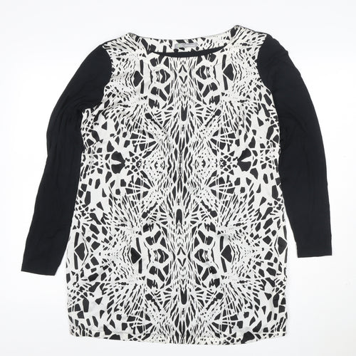 Marks and Spencer Women’s Black & Ivory Shift Dress Size 16 Long Sleeve