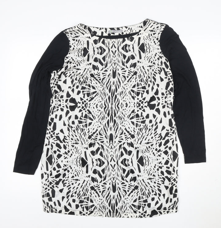 Marks and Spencer Women’s Black & Ivory Shift Dress Size 16 Long Sleeve