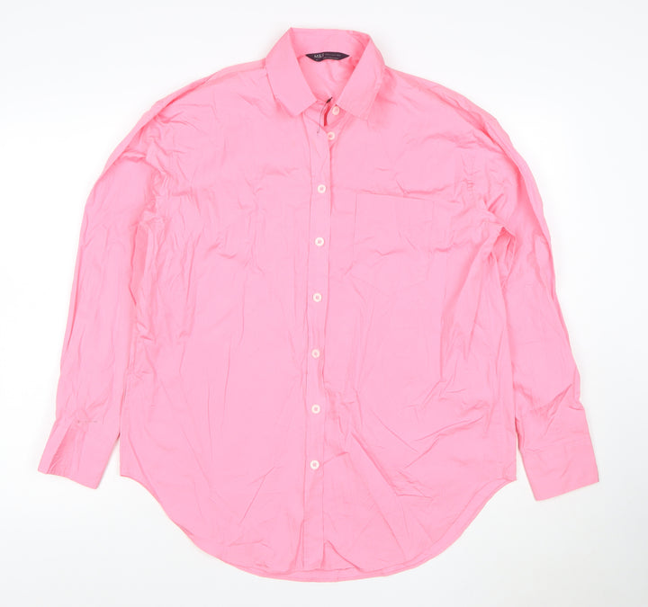 Marks and Spencer Men’s Pink Long Sleeve Cotton Button-Up Shirt Size 10