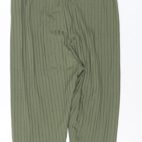 PrettyLittleThing Women’s Khaki Green Ribbed Jumpsuit Size 10 Polyester Blend