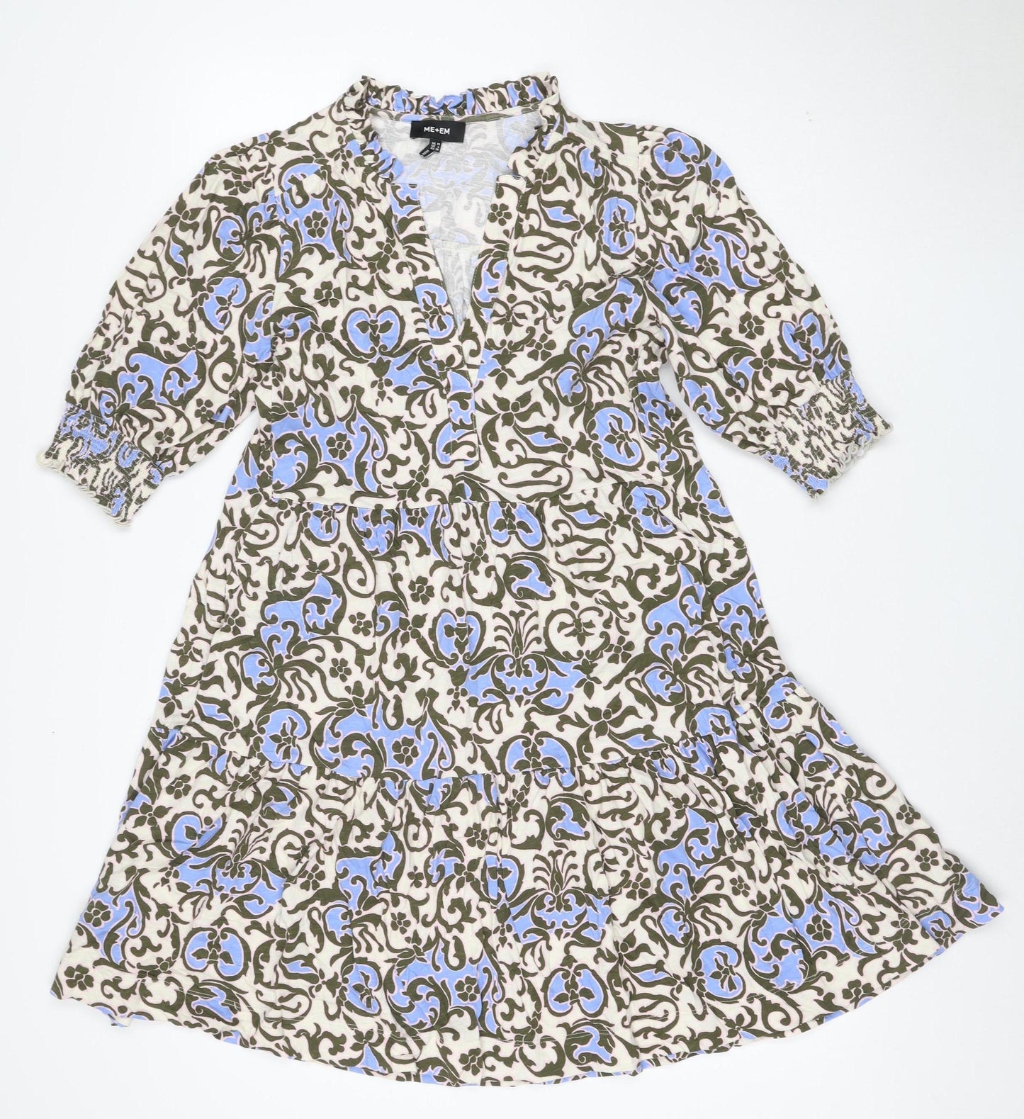 ME+EM Women’s Multicoloured Floral Cotton Fit & Flare Dress Size 10