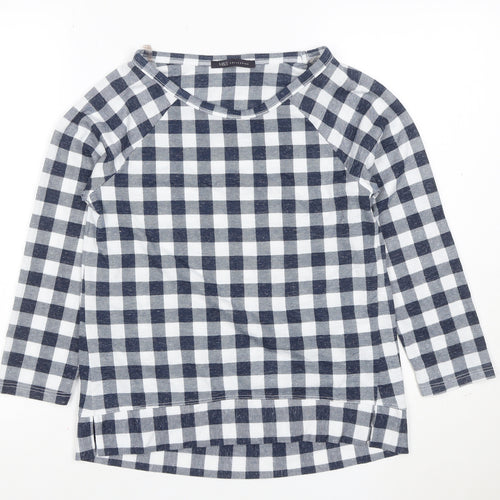 Marks and Spencer Women's Blue Check 3/4 Sleeve Blouse Size 8