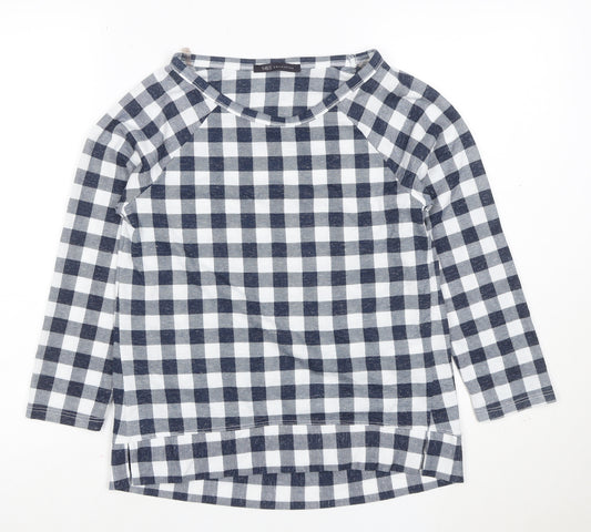 Marks and Spencer Women's Blue Check 3/4 Sleeve Blouse Size 8