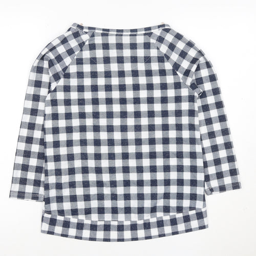Marks and Spencer Women's Blue Check 3/4 Sleeve Blouse Size 8
